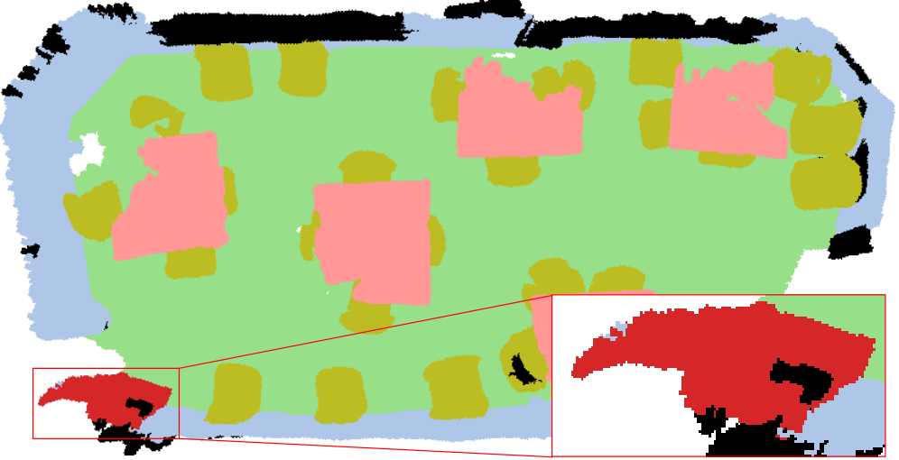 A 3D indoor point cloud segmented into semantic classes by Meepo.